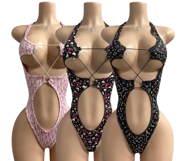 One- PieceLuxury inspired Print Blinged Out Set