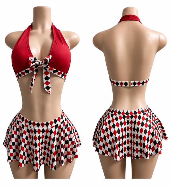Golden Heiress Plaid 2-Piece Set (Bra & Skirt)