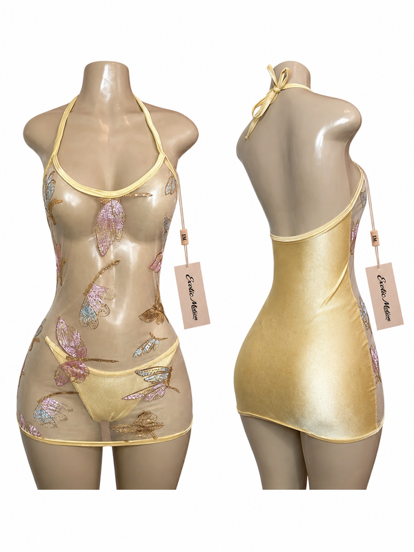Golden Flutter Dress ✨
